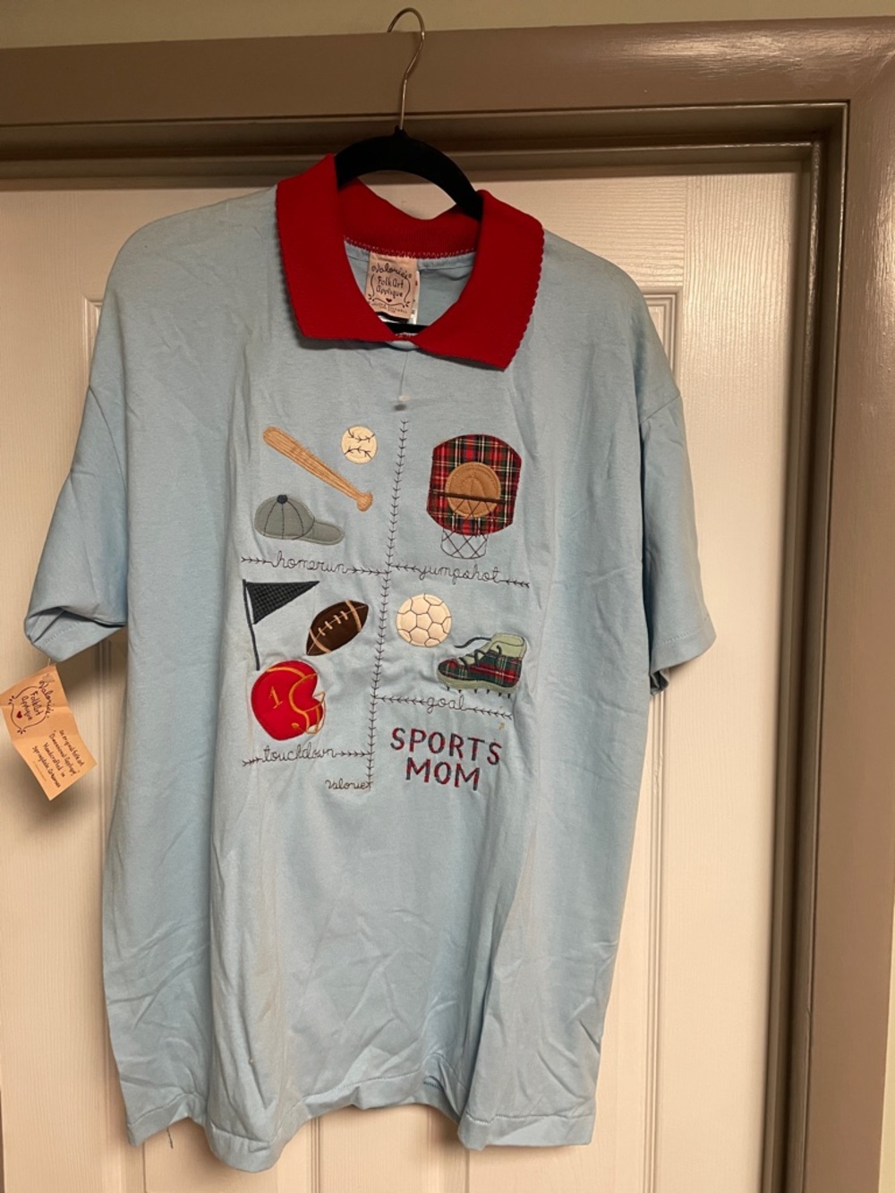 Folk Light Blue Tee with Red Collar